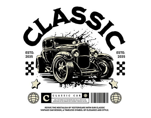 卡通汽车图案老爷车图案复古汽车图案男装印花素材