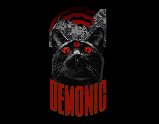 卡通猫咪头像手绘猫头变形英文字母图案男装印花素材