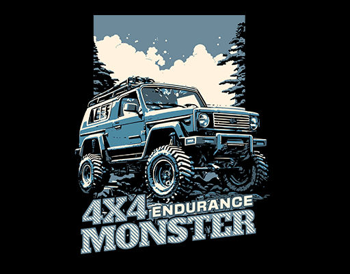 卡通汽车图案越野汽车SUV印花素材男装印花图案