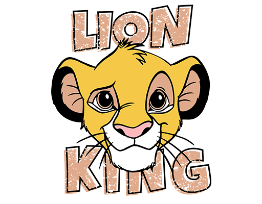 卡通狮子头像手绘狮子头破碎英文字母辛巴头像男装印花素材