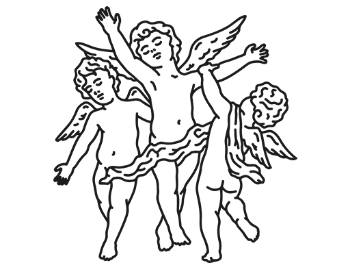 卡通男孩图案三个男孩卡通天使三个天使男装印花素材丘比特图案