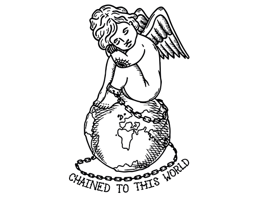 卡通男孩图案手绘男孩卡通天使男孩地球图案锁链图案