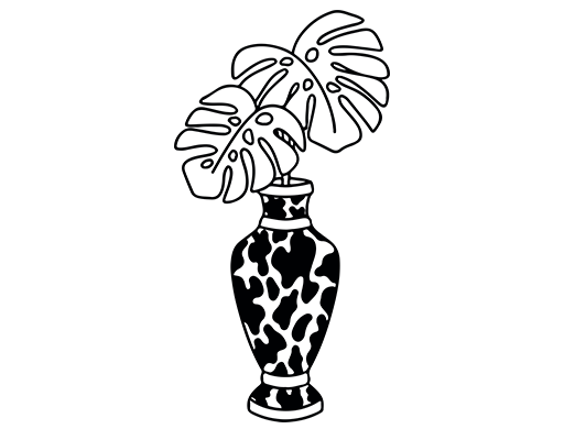 卡通花瓶图案手绘花瓶印花素材手绘植物图案树叶图案