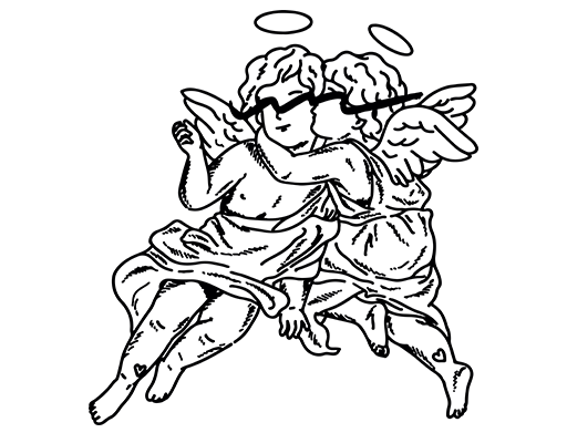 两个小男孩图案卡通男孩卡通天使手绘天使印花素材复古印花素材