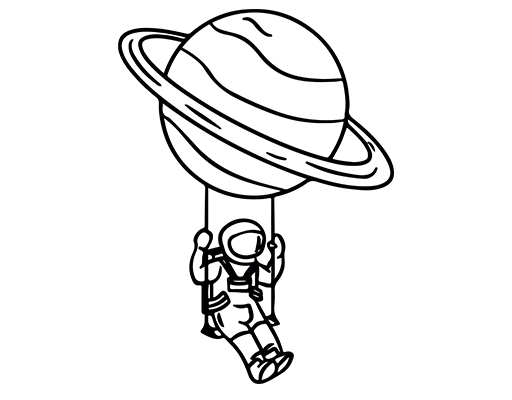 卡通宇航员图案手绘宇航员星球图案男装印花素材