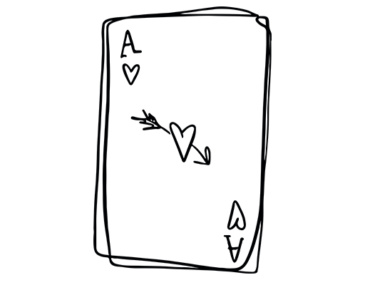 卡通扑克图案手绘扑克黑桃A图案男装印花素材