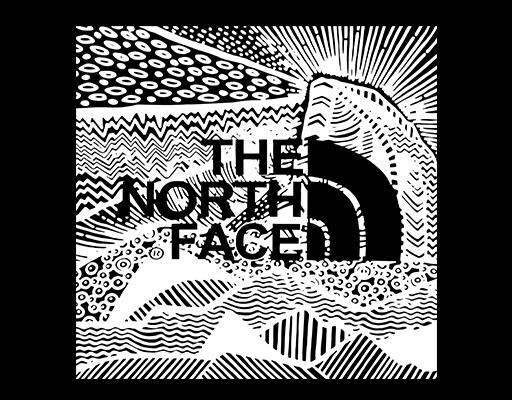 卡通英文字母涂鸦卡通图案THE NORTH FACE印花素材