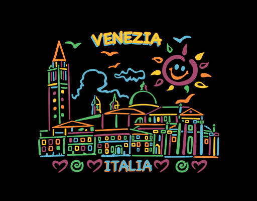 彩色房子图案涂鸦卡通房子建筑图案卡通太阳男装印花素材