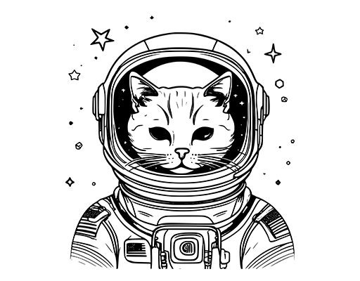 卡通猫咪头像宇航员猫咪印花素材戴头盔的猫男装印花素材