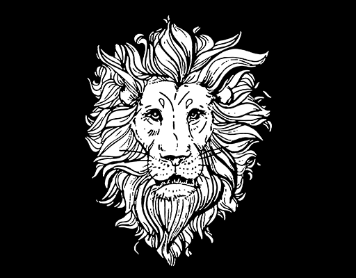 卡通狮子头像手绘狮子头图案狮子头像男装印花素材