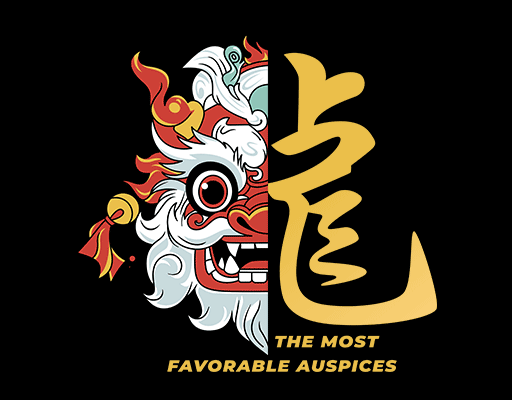 卡通狮子头像龙中文字母图案男装印花素材中国风印花素材