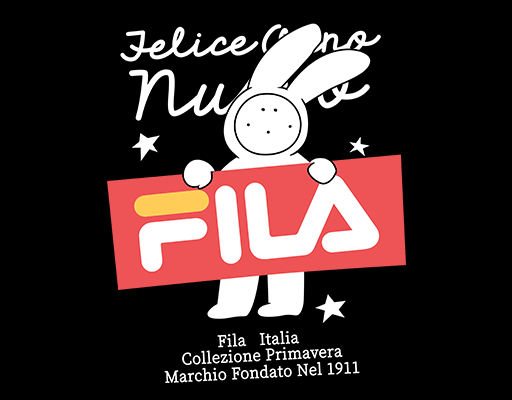 斐乐兔子图案卡通动物图案男装印花素材手写英文字母FILA印花