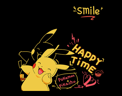 皮卡丘图案手绘卡通动物手写英文字母图案男装印花素材