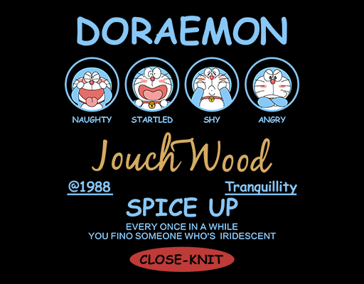 叮当猫图案哆啦A梦图案男装印花素材机器猫图案动画