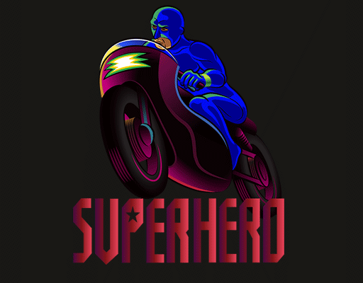 卡通人物图案超人图案骑摩托车人物图案超级英雄图案