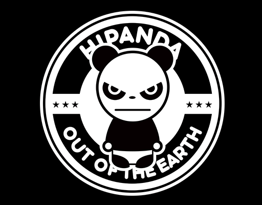 卡通熊猫头像圆形图案卡通英文字母图案男装印花素材