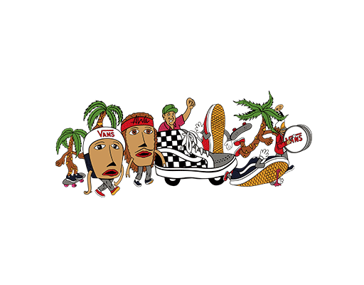 卡通鞋子图案手绘鞋子板鞋图案万斯印花素材