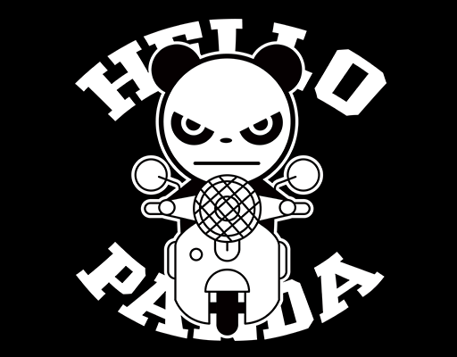 卡通熊猫图案骑摩托车的熊猫卡通英文字母图案男装印花素材