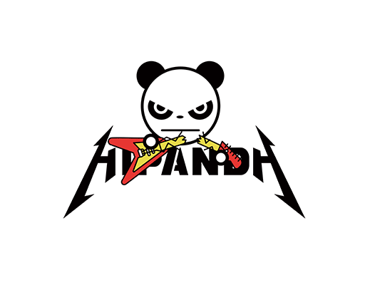 卡通熊猫头像吉他熊猫男装印花素材卡通英文字母