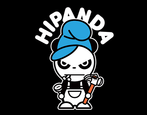 卡通熊猫图案手绘熊猫卡通动物图案男装印花素材