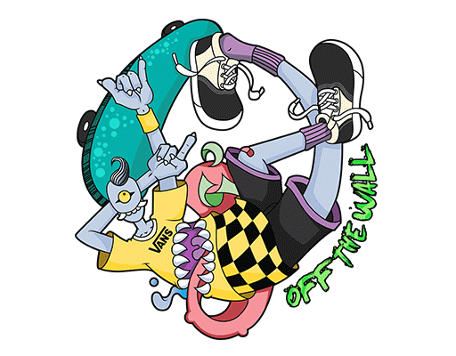 卡通滑板男孩男装印花素材卡通男人图案手绘卡通图案