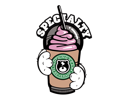 卡通饮料图案奶茶图案男装印花素材小熊手图案冰淇淋