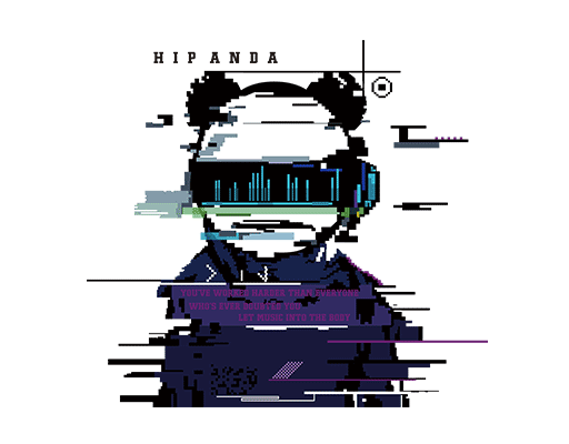 卡通熊猫头像马赛克熊猫故障风熊猫男装印花素材