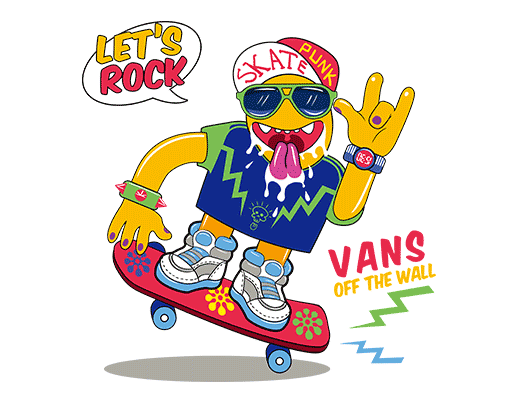 卡通滑板男孩图案手绘男孩男装印花素材嘻哈卡通人物