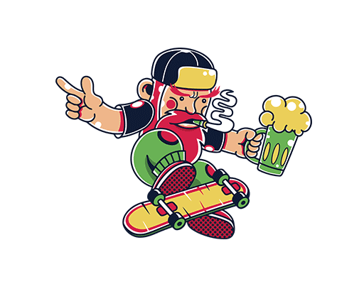 卡通人物图案卡通滑板男孩男装印花素材