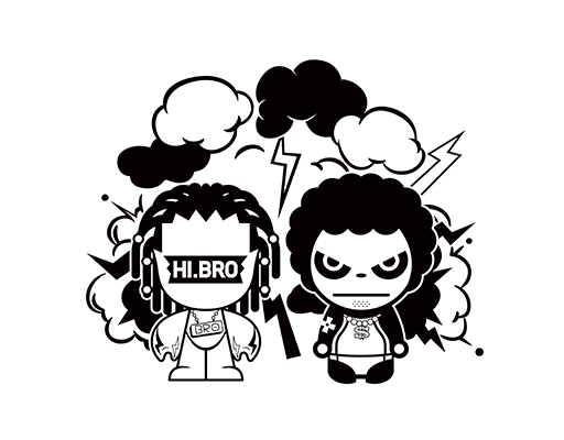 卡通熊猫头像手绘卡通云朵闪电图案男装印花素材