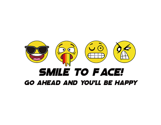 卡通表情图案微笑表情男装印花素材图案