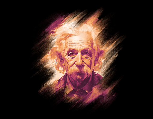 爱因斯坦头像图案涂鸦卡通人物头像水彩画图案男装印花素材