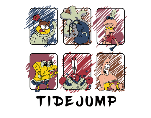 卡通动物图案海绵宝宝图案涂鸦卡通动画片图案男装印花素材