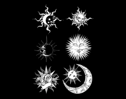 卡通太阳图案手绘太阳五角星图案男装印花素材复古印花素材