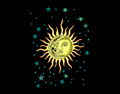 卡通太阳图案手绘太阳男装印花素材卡通星星图案