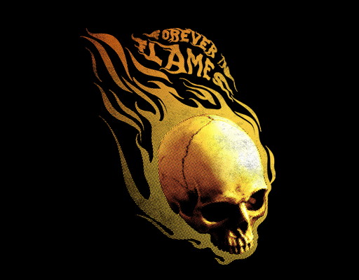 卡通骷髅头图案火焰骷髅头男装印花素材卡通英文字母图案