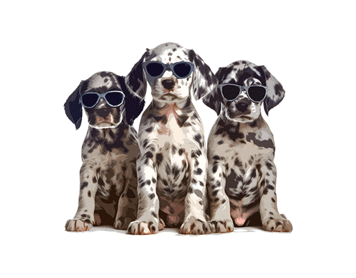 三只狗图案斑点狗图案戴墨镜的狗卡通动物头像男装印花素材