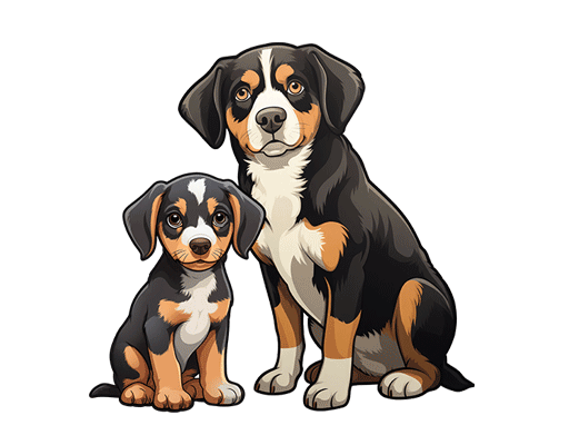 卡通小狗图案手绘小狗两只狗图案男装印花素材