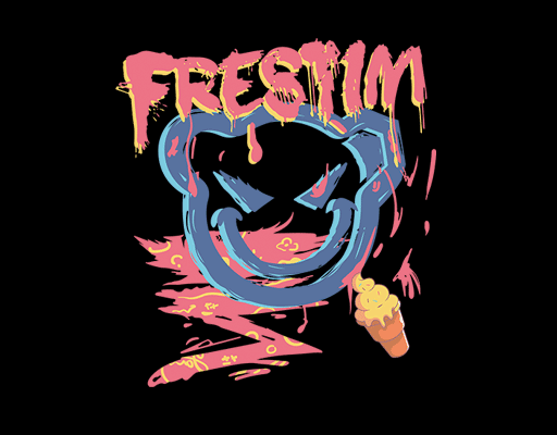 卡通小怪兽头像涂鸦卡通图案男装印花素材微笑标签图案