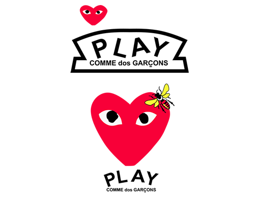 川久保玲logo图案PLAY印花素材卡通爱心图案蜜蜂图案男装印花素材