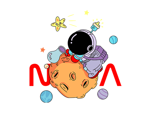 卡通宇航员图案手绘宇航员卡通人物图案可爱卡通宇航员男装印花素材