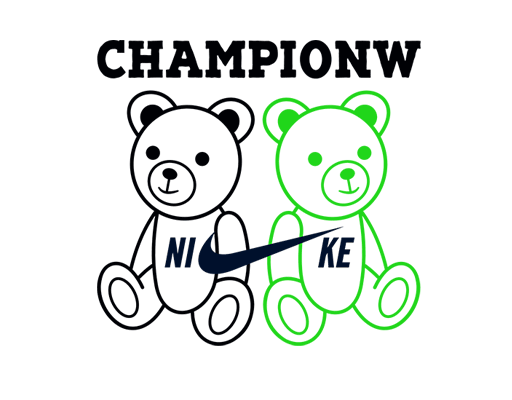 卡通小熊图案两只小熊两只熊印花素材nike熊图案