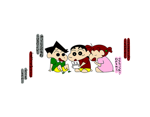 蜡笔小新图案手绘卡通人物男装印花素材日文印花素材动画片图案