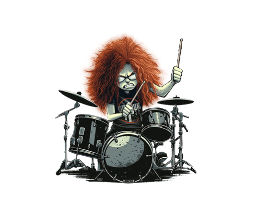 卡通人物图案手绘人物打架子鼓人物图案音乐图案男装印花素材