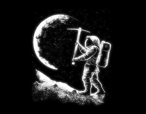 卡通人物图案宇航员图案挖月球人物图案男装印花素材