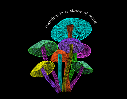 卡通蘑菇图案彩色蘑菇男装印花素材卡通植物图案