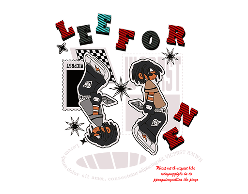 卡通男孩图案手绘男孩男装印花素材卡通英文字母图案