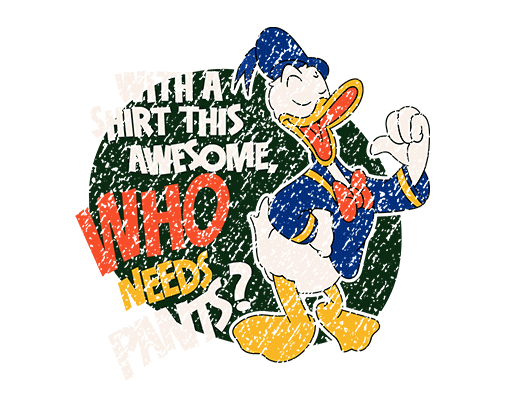 唐老鸭图案手绘卡通动物破碎卡通图案男装印花素材动画片图案