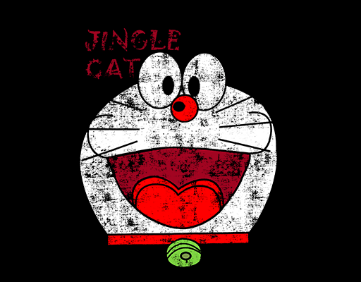 哆啦A梦图案卡通动画片图案破碎卡通图案男装印花素材