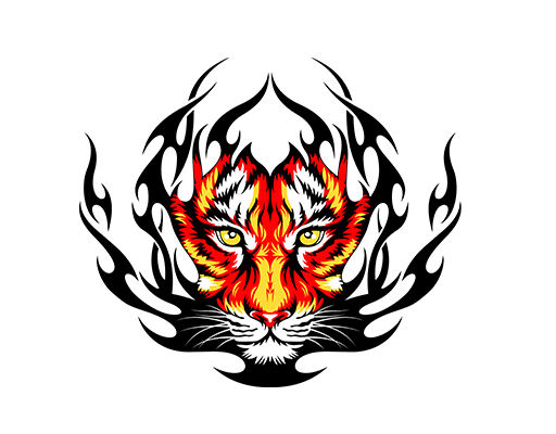 卡通动物头像卡通老虎头像火焰老虎头像男装印花素材卡通动物头像